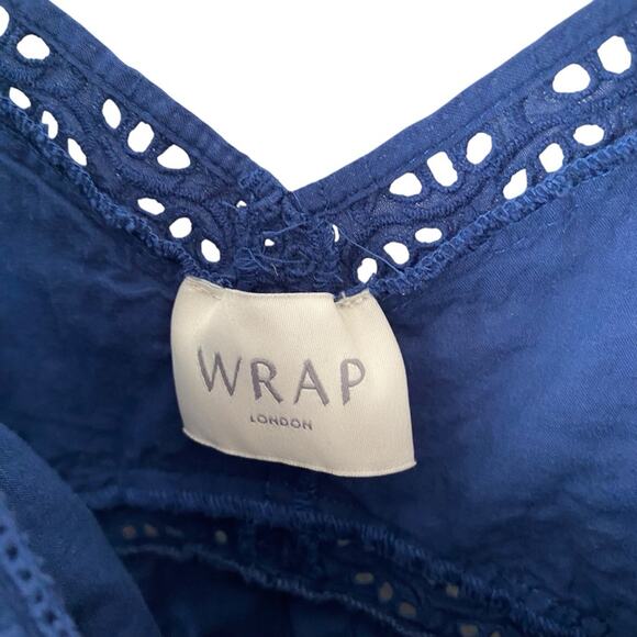 Wrap London Navy Blue Eyelet Lace Tiered Dress size 14 - Picture 2 of 10